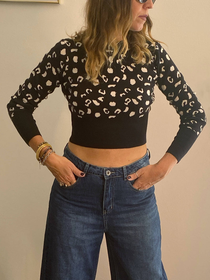 Jeans sfrangiato largo Poisette